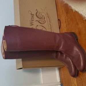 Burgundy leather boots